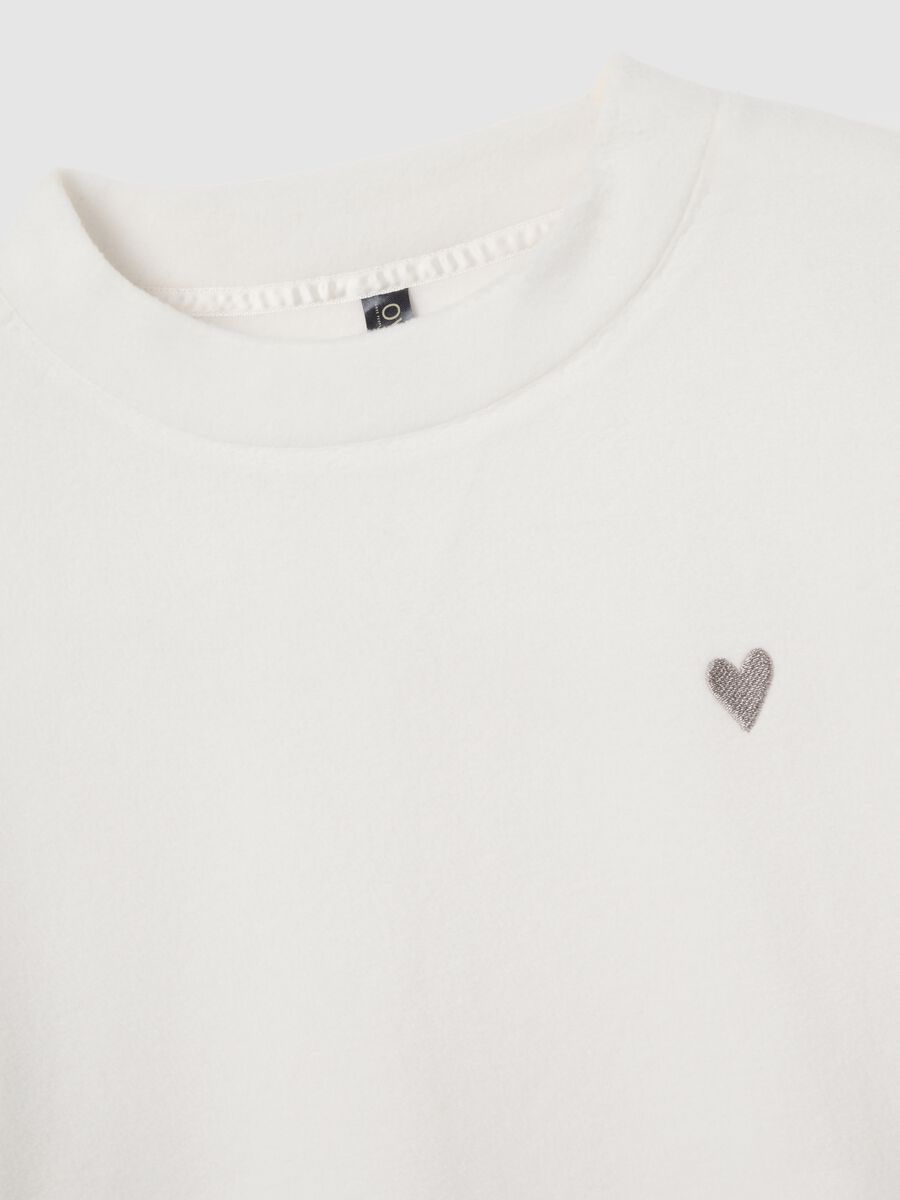 Felpa in pile bianca regular fit con ricamo_5