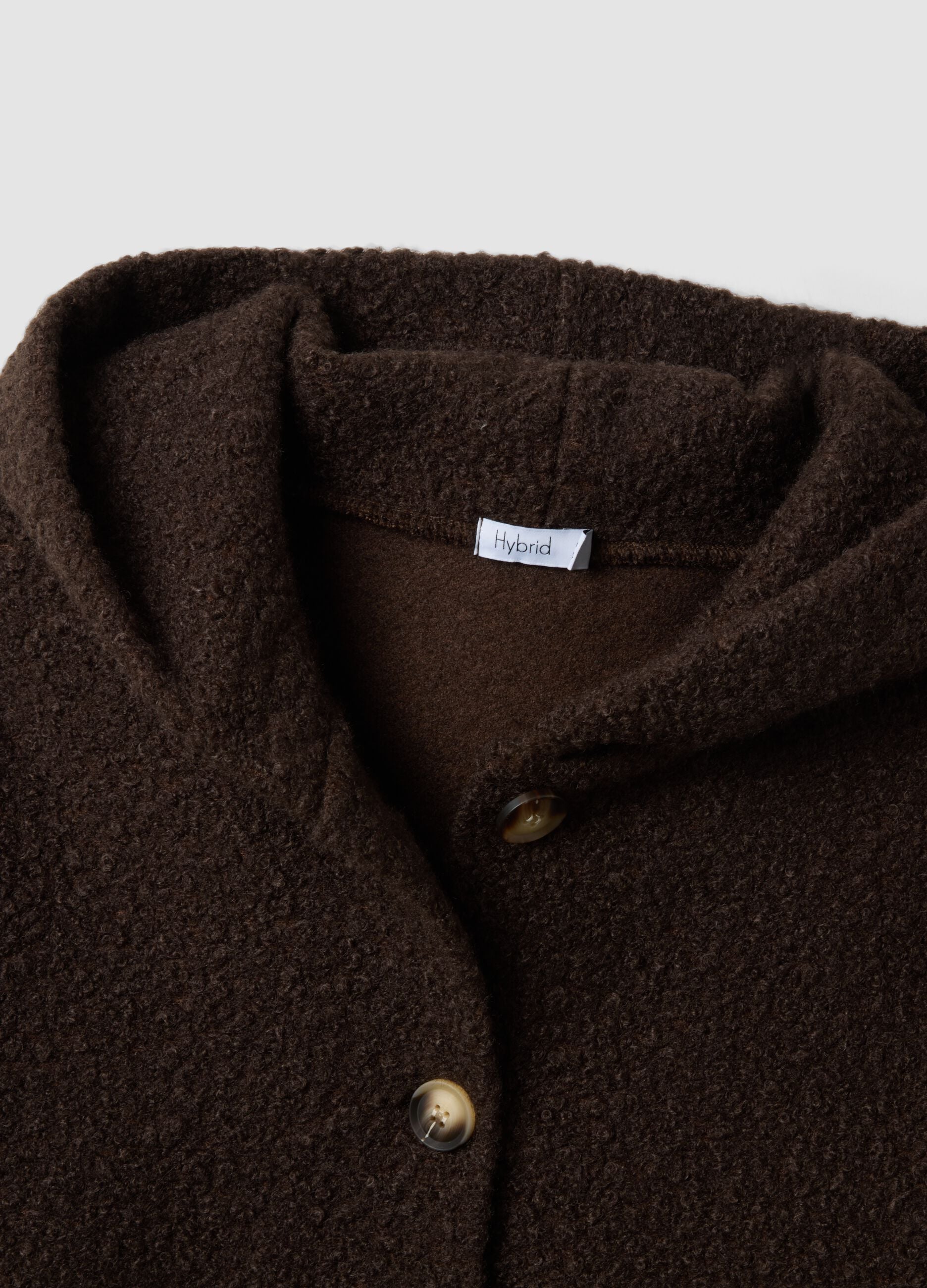 Brown regular-fit coat with hood and buttons