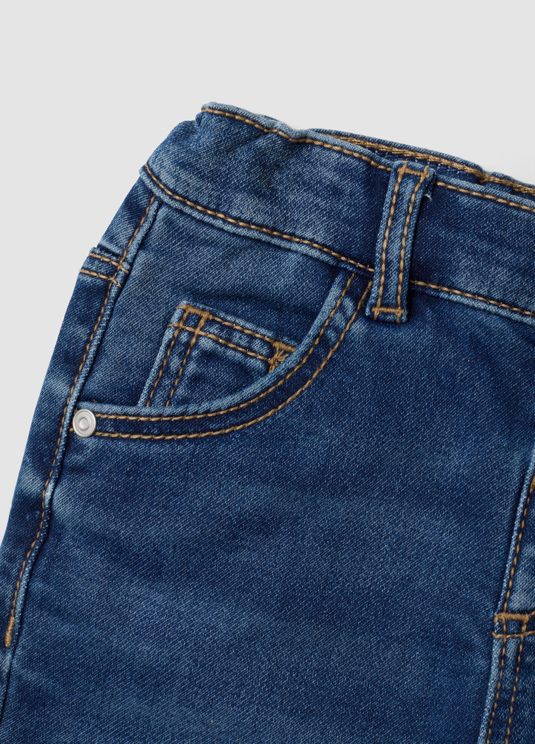 Jeans denim blu scuro in cotone elasticizzato regular fit per bimbo
