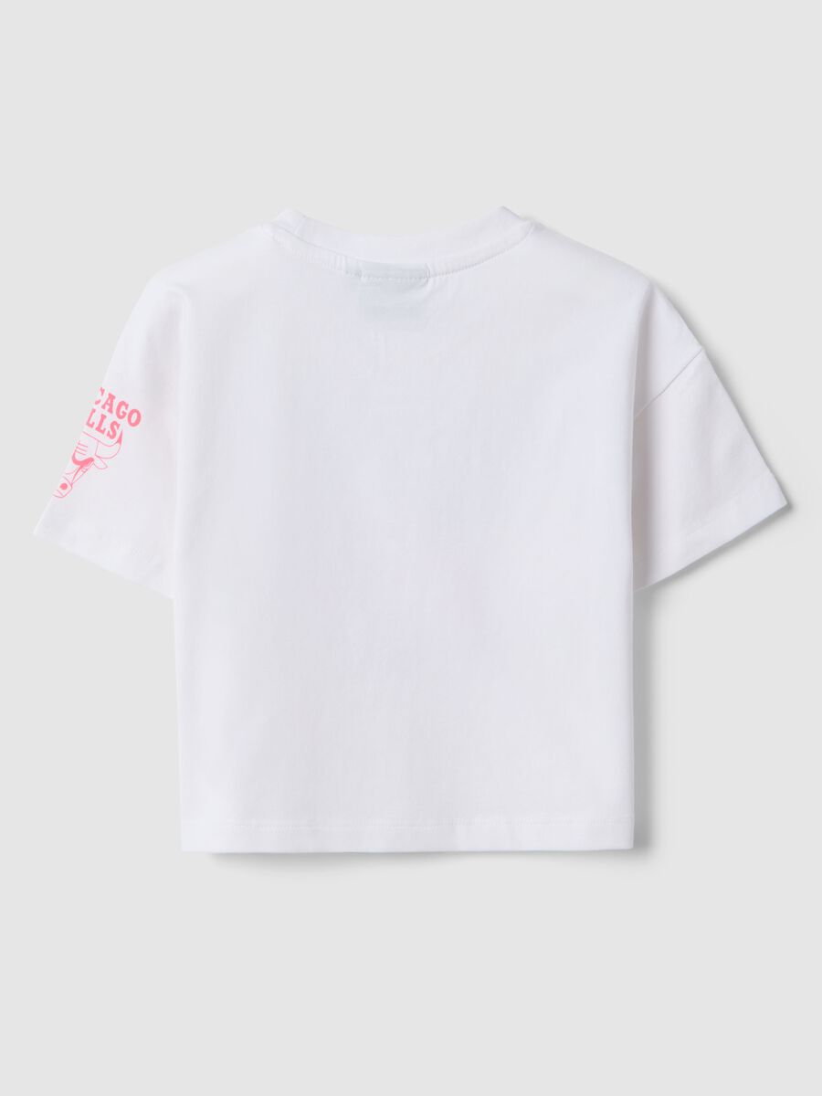 White stretch cotton girl's boxy fit T-shirt Chicago_1