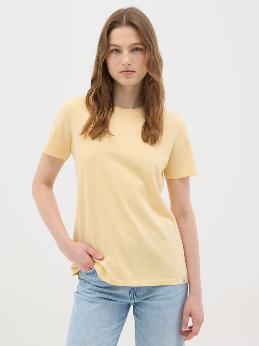 Women’s yellow regular-fit T-shirt in 100% cotton_0