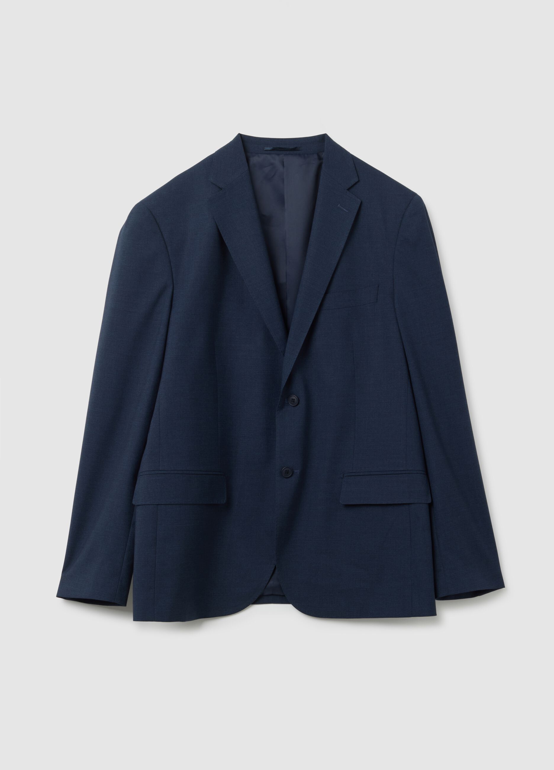 Regular fit blue viscose blend suit