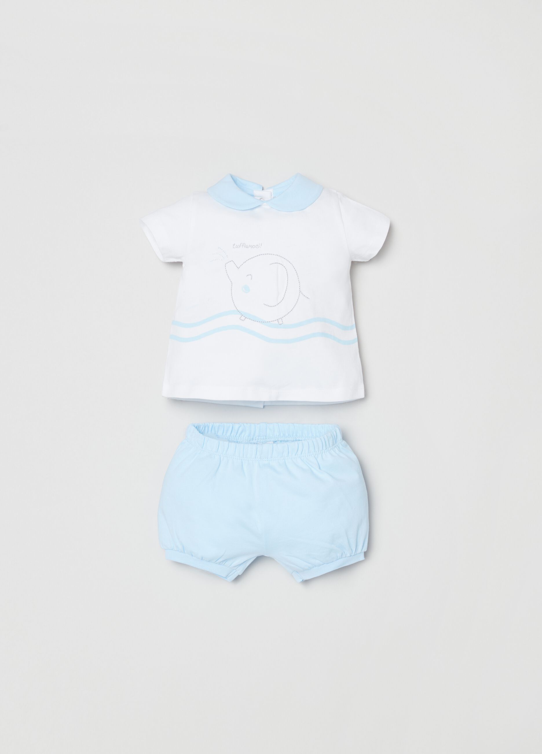 Embroidered T-shirt and shorts set