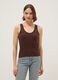 Brown stretch cotton tank top regular fit_0