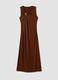 Brown sleeveless midi dress in stretch fabric_0