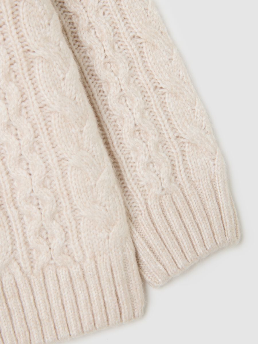 Beige regular fit baby cardigan with buttons_3