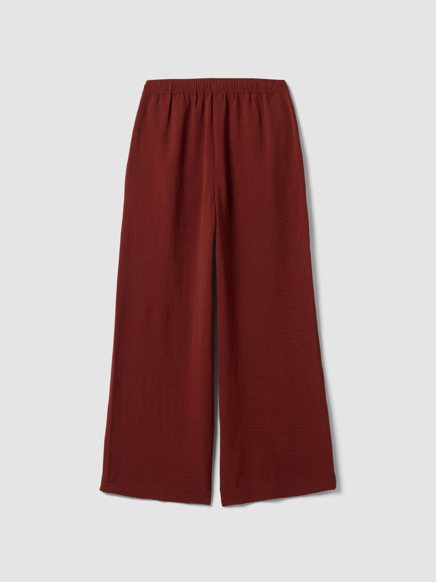 Red wide-leg trousers with elasticated waistband_5
