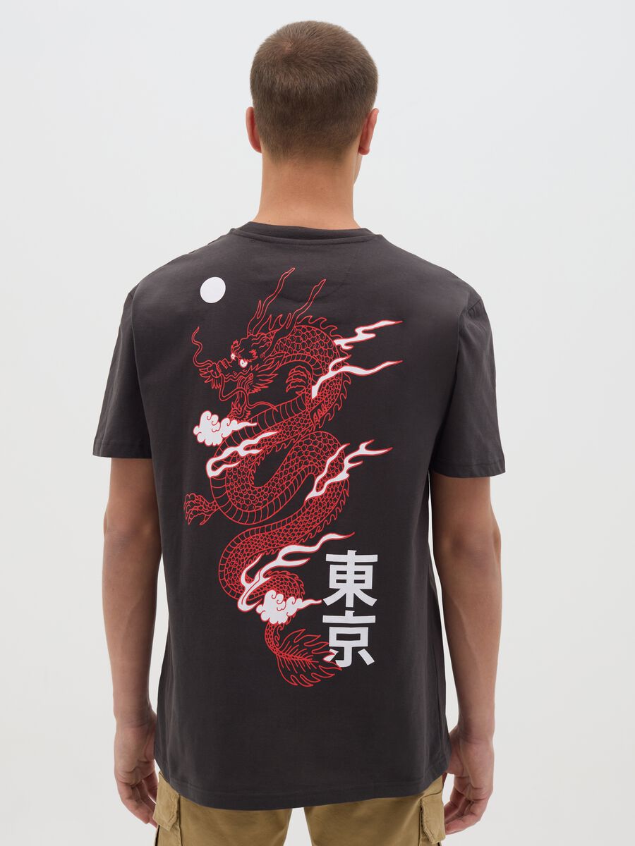 Black Tokyo T-shirt with Red Dragon by OVS_3