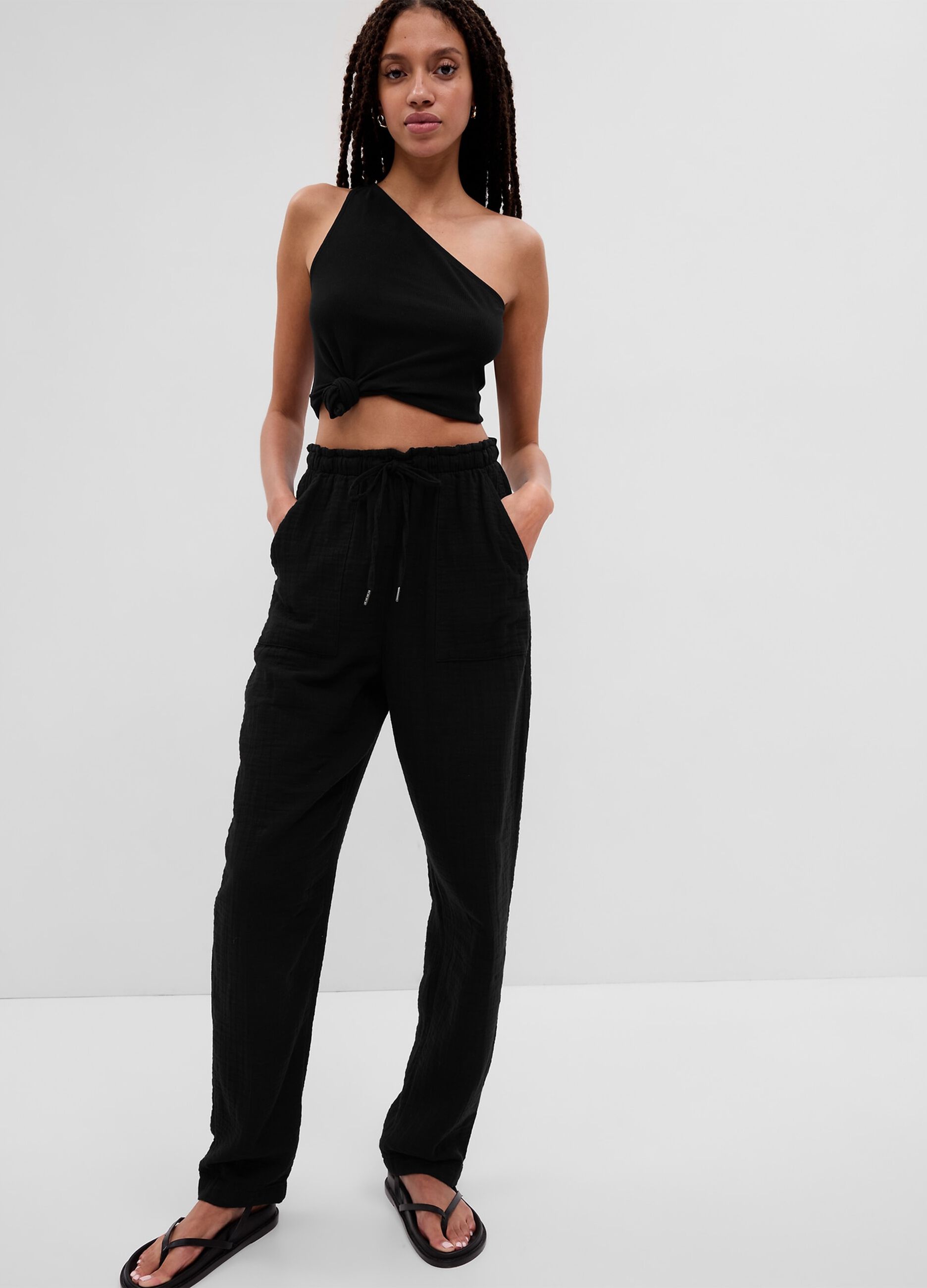 Straight-fit trousers in cotton gauze