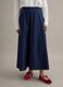 Long blue denim pure cotton skirt regular fit_1