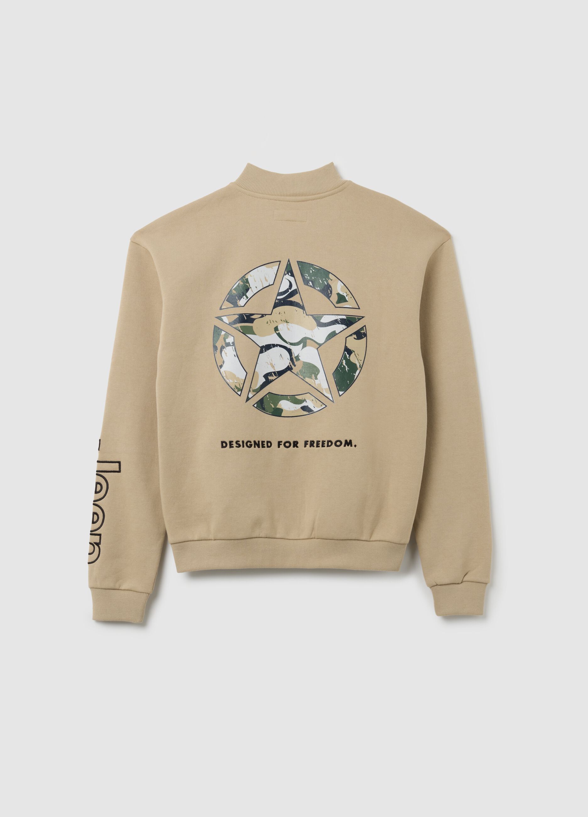 Felpa da bambino in misto cotone beige regular fit