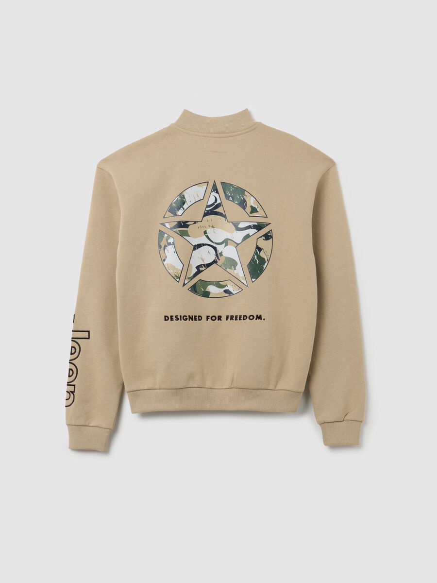 Felpa da bambino in misto cotone beige regular fit_1