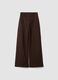 Jeans marroni wide leg in twill di cotone elasticizzato_4