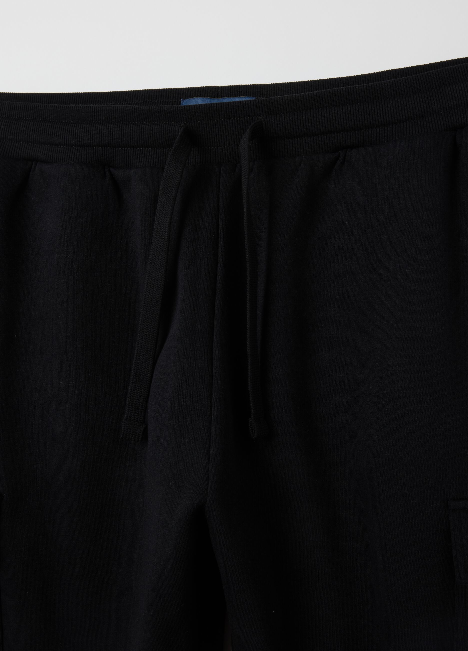 Black cotton blend cargo pants