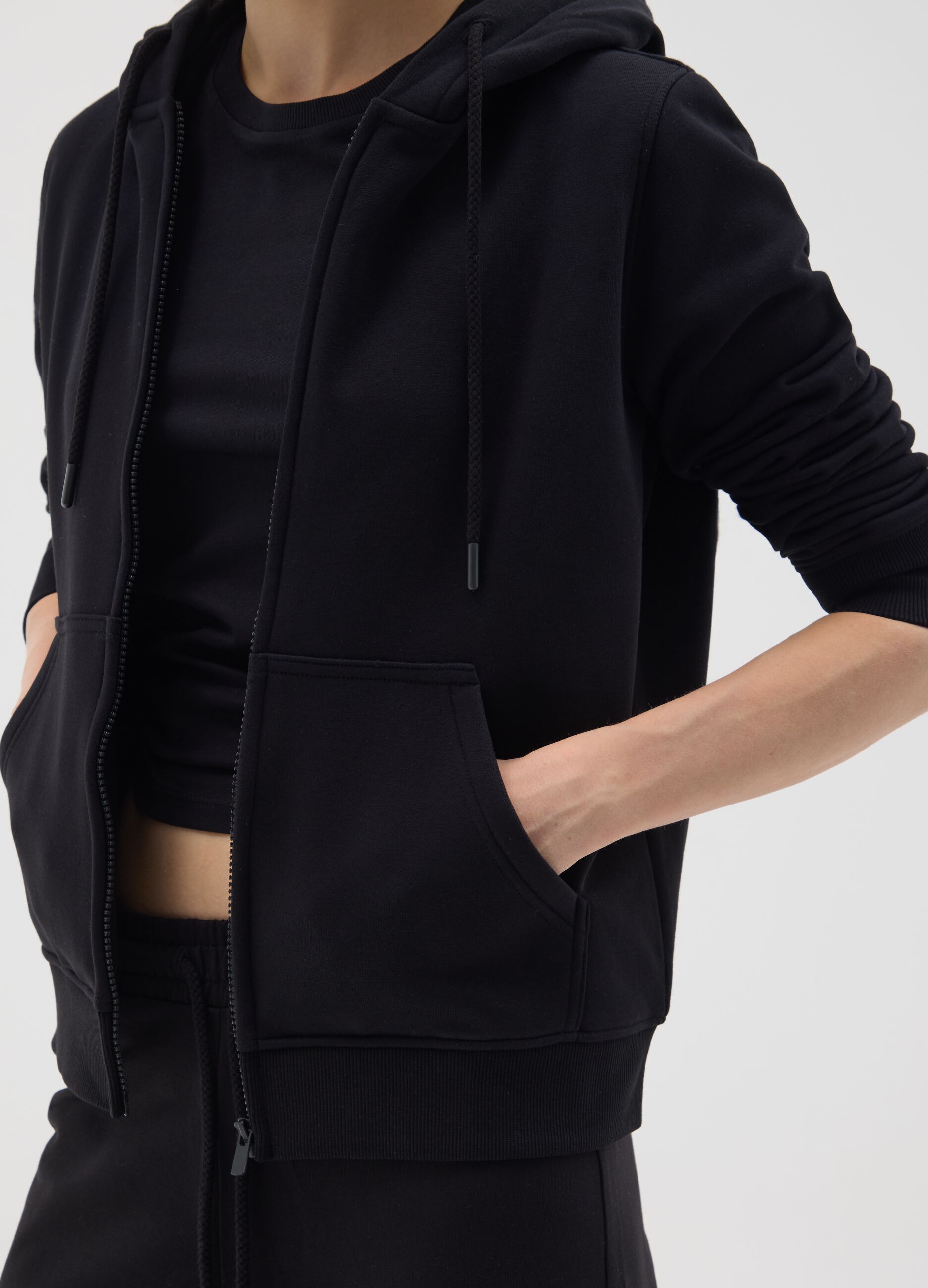 Black Regular Fit Cotton Blend Sweatshirt