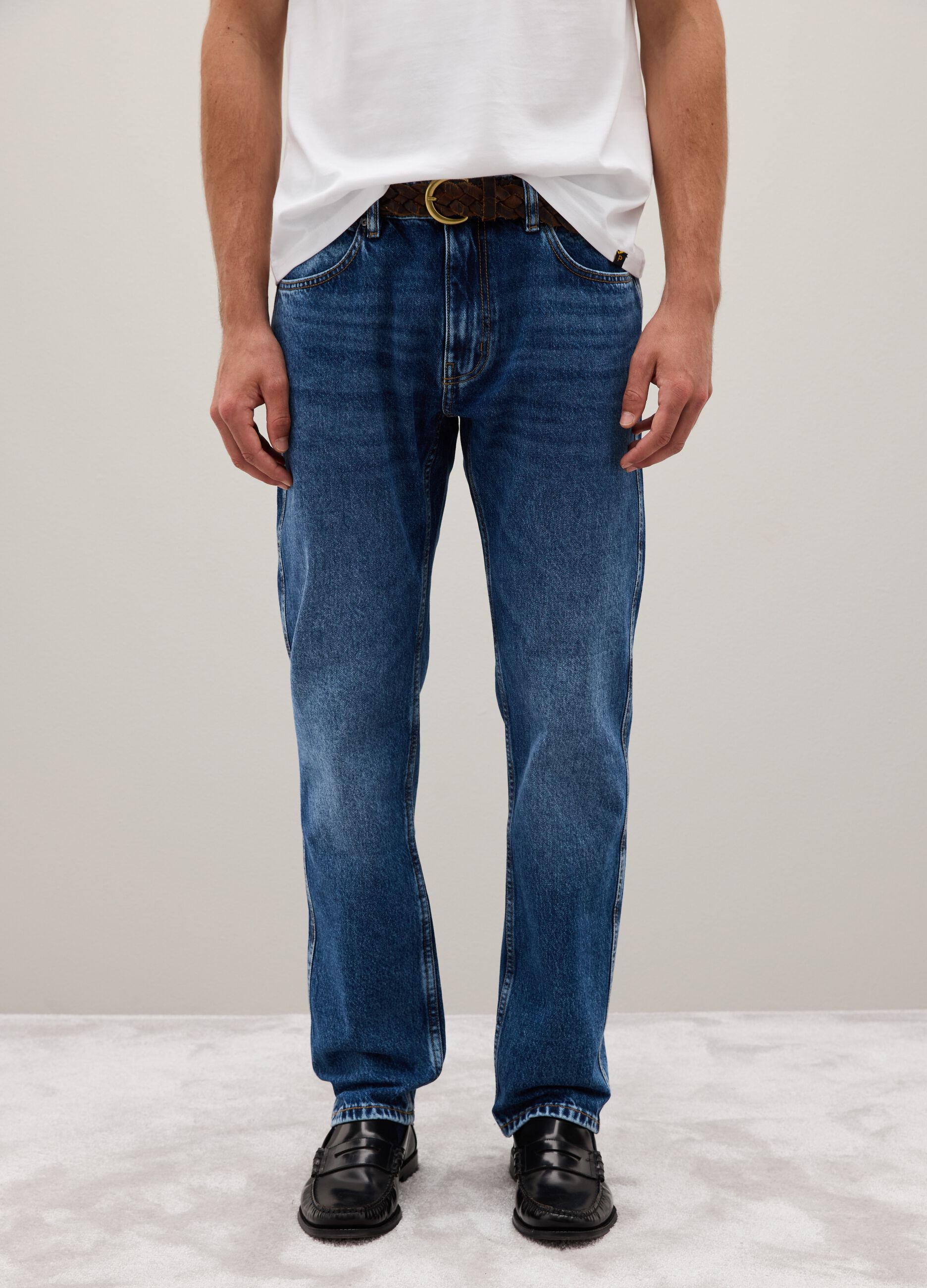 Blue pure cotton jeans regular fit