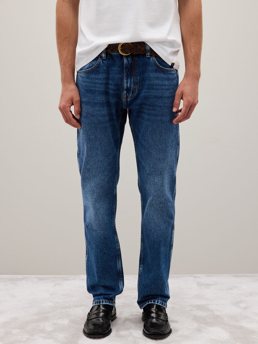 Blue pure cotton jeans regular fit_1