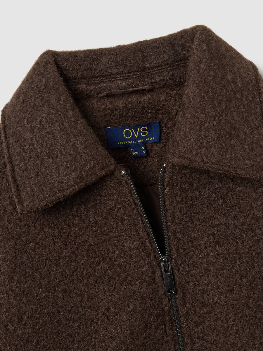 Brown regular fit jacket with zip_6