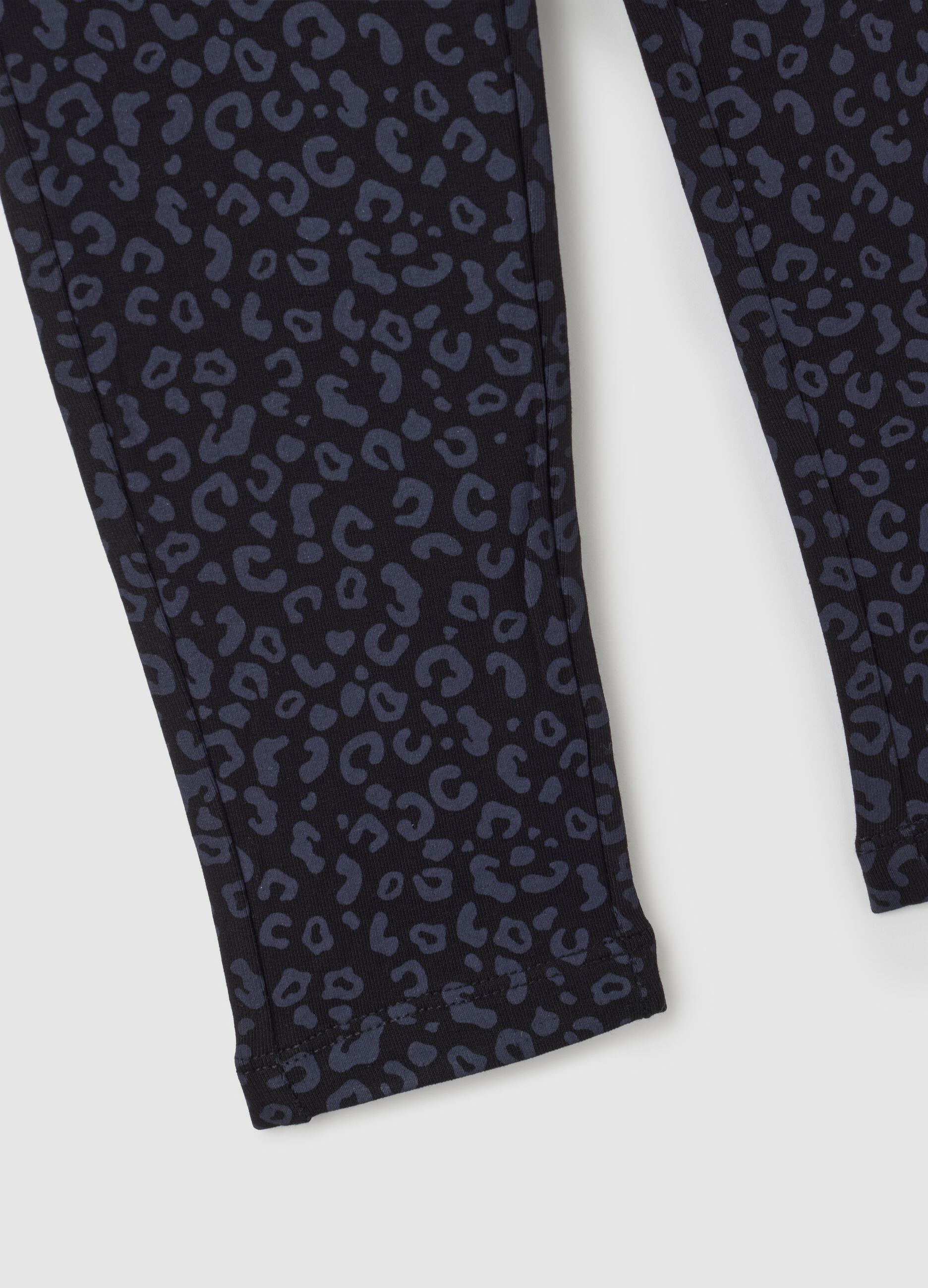 Treggings da bambina in cotone nero slim fit
