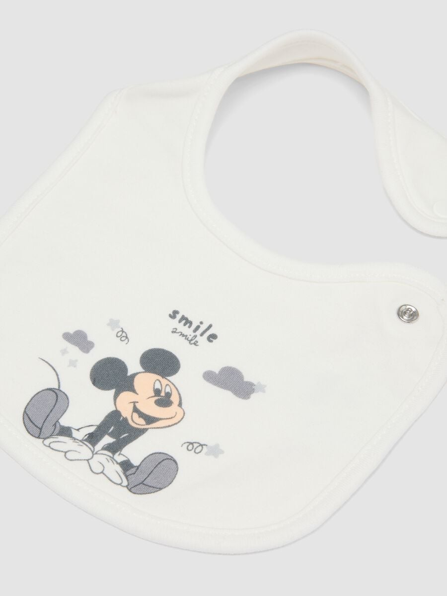 Bipack di bavaglini bianchi in puro cotone organico con stampa Mickey_2