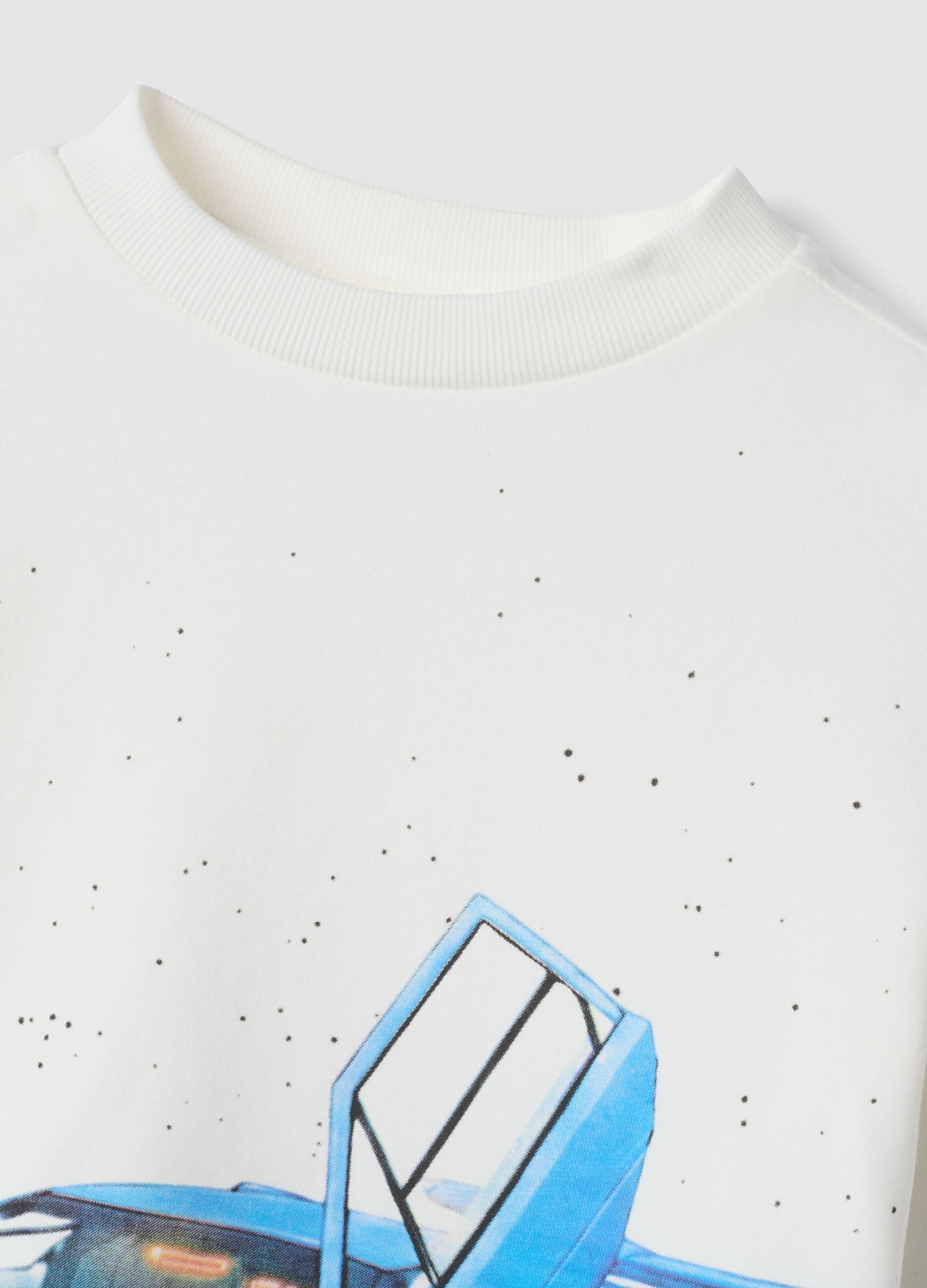 T-shirt bianca in cotone organico elasticizzato con stampa macchina