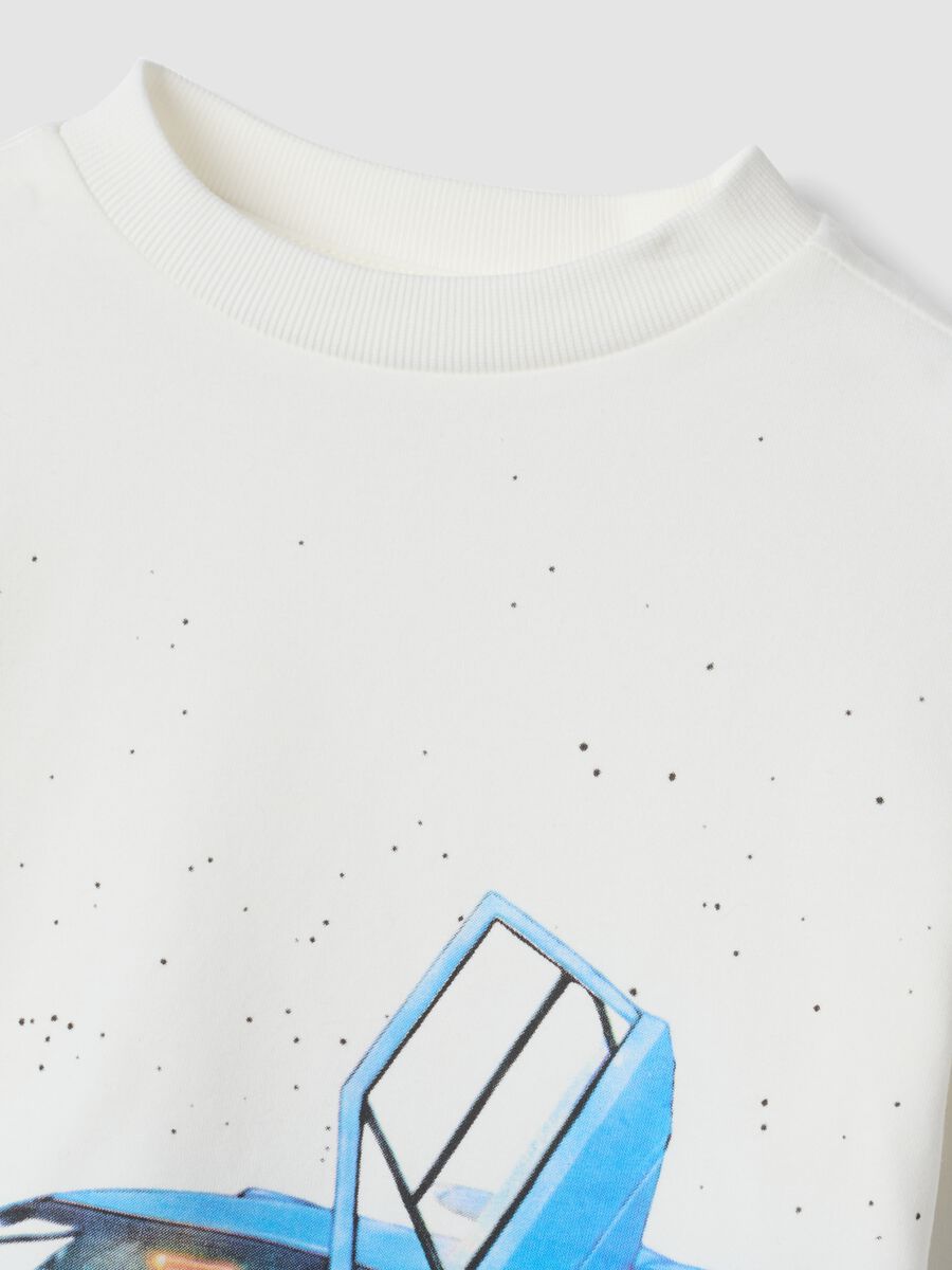 T-shirt bianca in cotone organico elasticizzato con stampa macchina_2