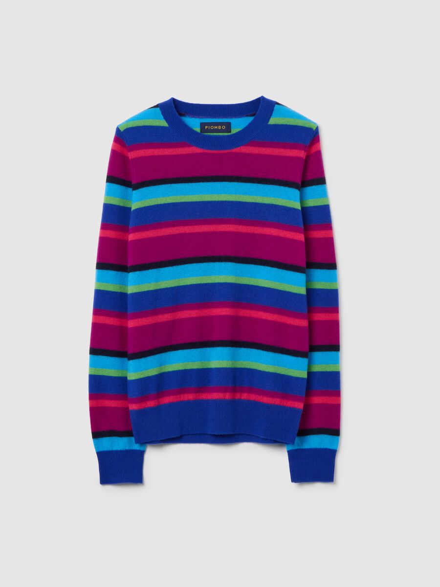 Pure wool jumper with blue and azure stripes, regular fit_4