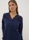 Maglia pigiama blu con scollo a V in cotone, lyocell e lana elasticizzata_1