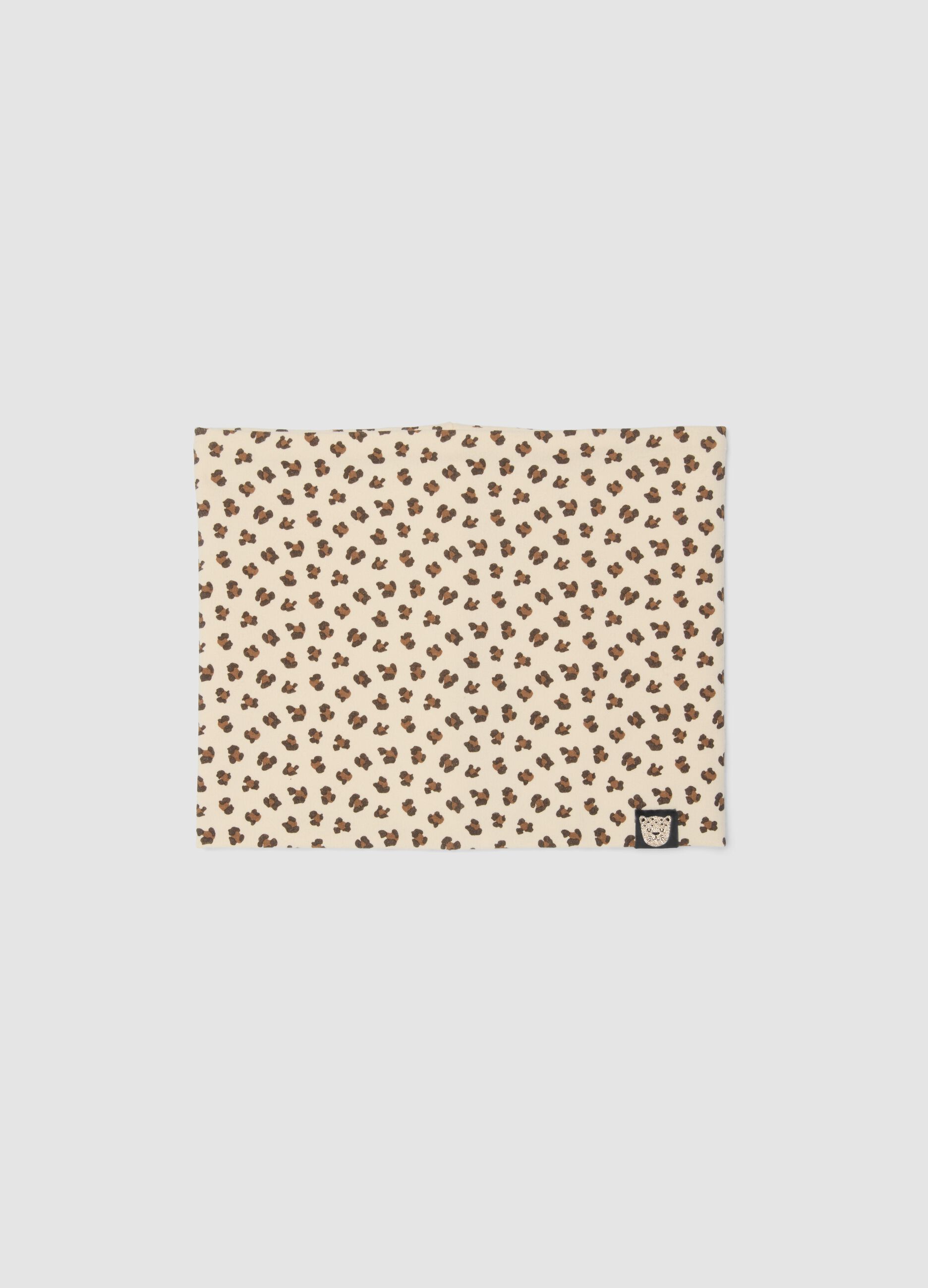 Beige stretch-cotton animal print scarf for girls