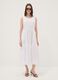 White sleeveless pure cotton tiered dress, regular fit_0