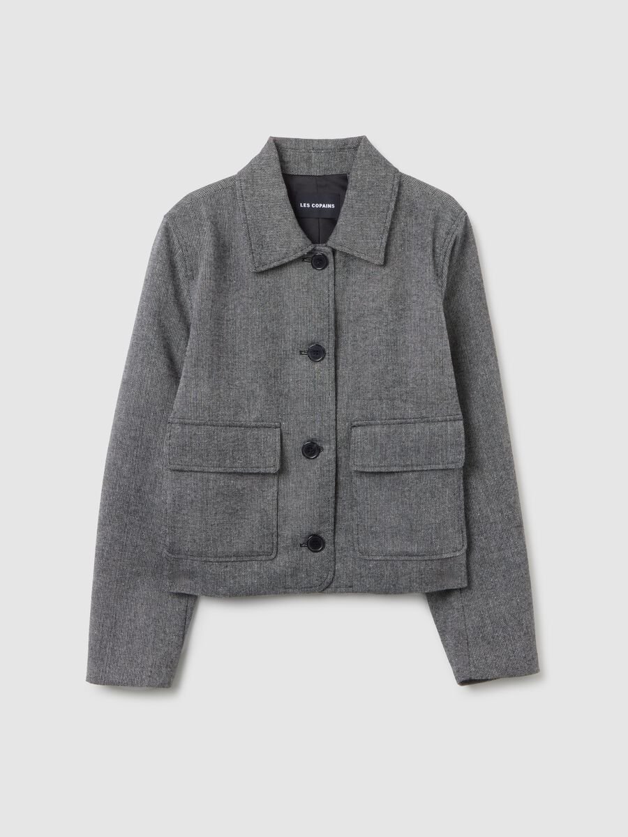 Blazer in misto lana grigio regular fit_5