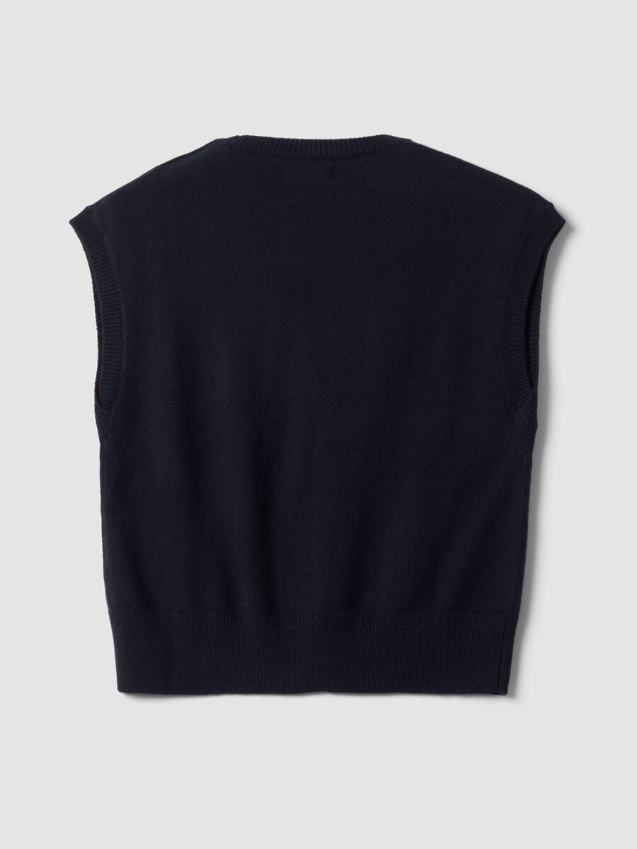 Blue deep V-neck oversized button-up gilet_6