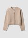 Cardigan beige in tessuto elasticizzato con girocollo over fit_0