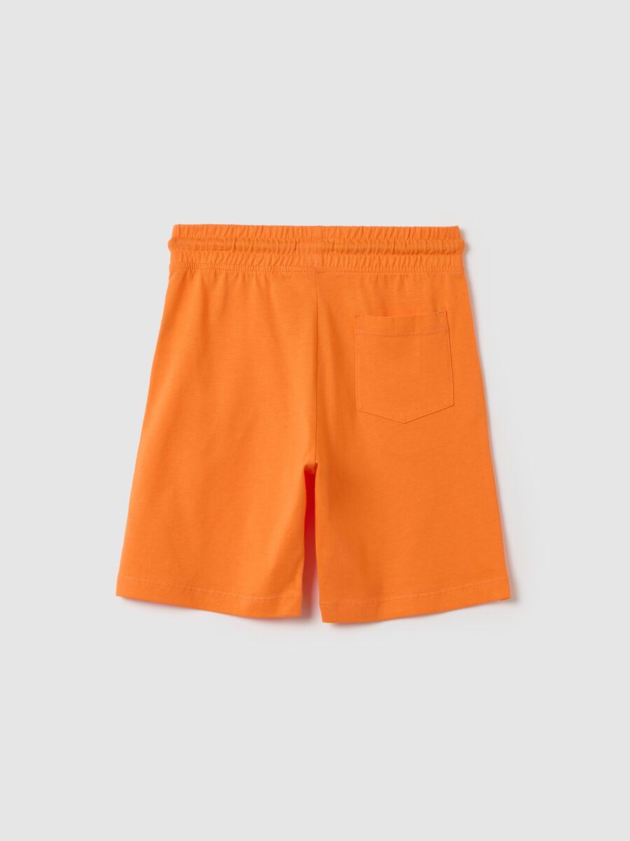 Orange shorts in cotton with elasticated waist_1