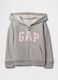 Grey cotton blend baby girl's regular fit hoodie with zip and logo_0
