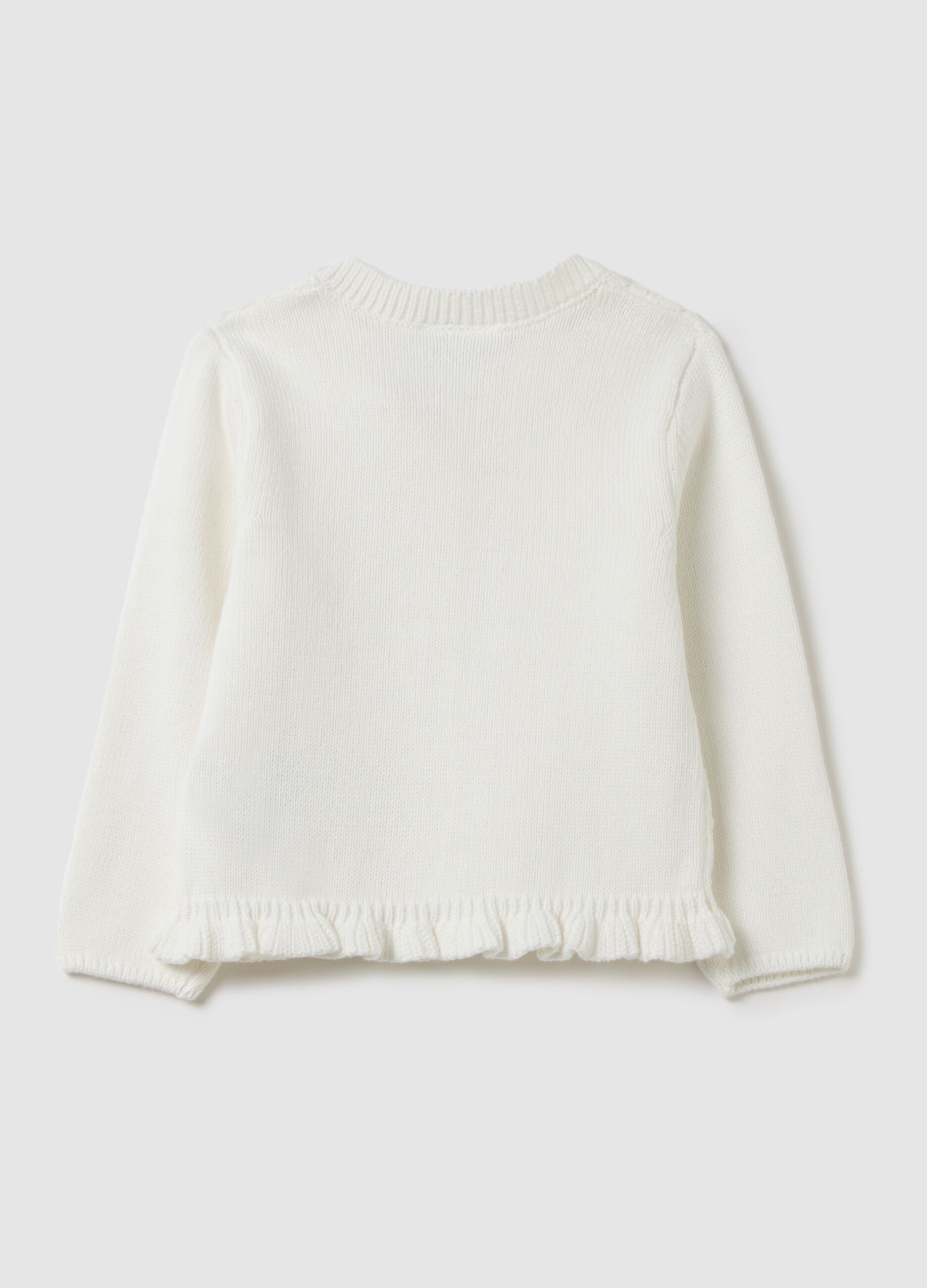 Girls' cardigan in pure white cotton