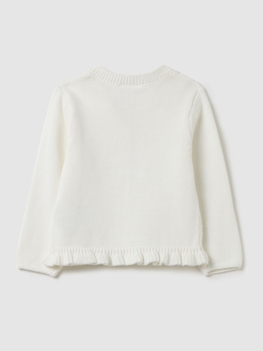 Girls' cardigan in pure white cotton_1