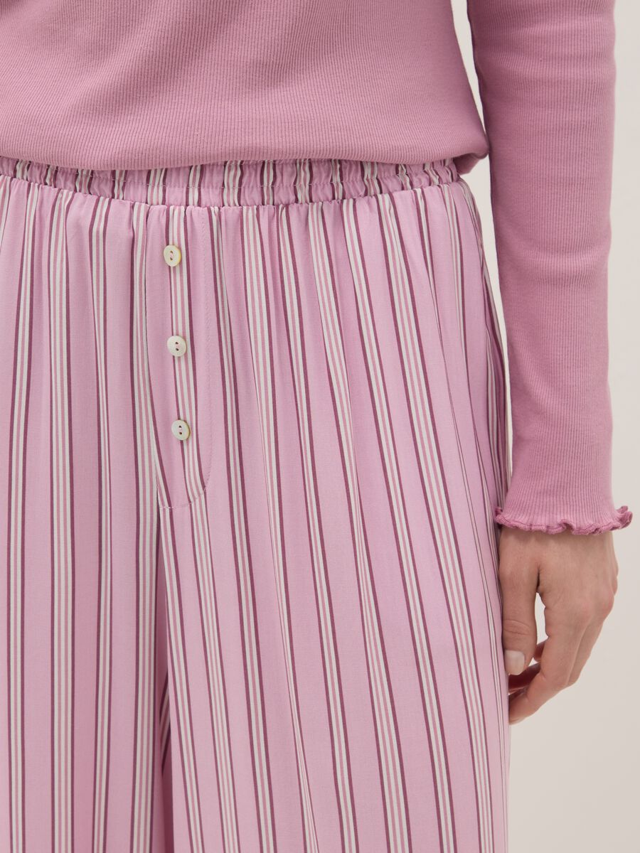 Regular fit pink striped pure viscose pyjama trousers_3
