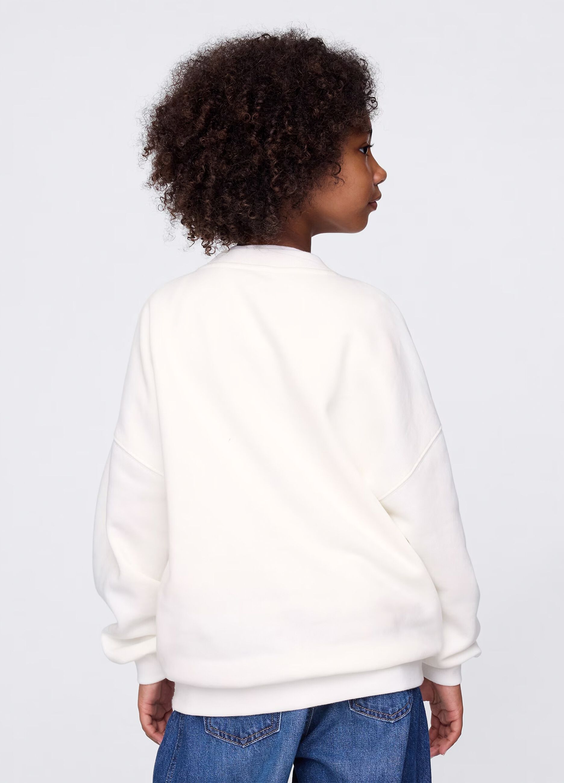 White sweatshirt with logo and flag print
