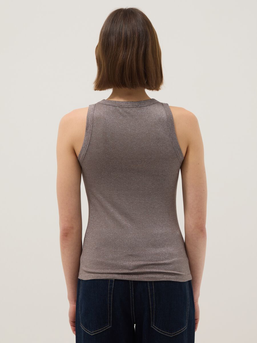 Grey sparkly regular fit top with thin straps_2