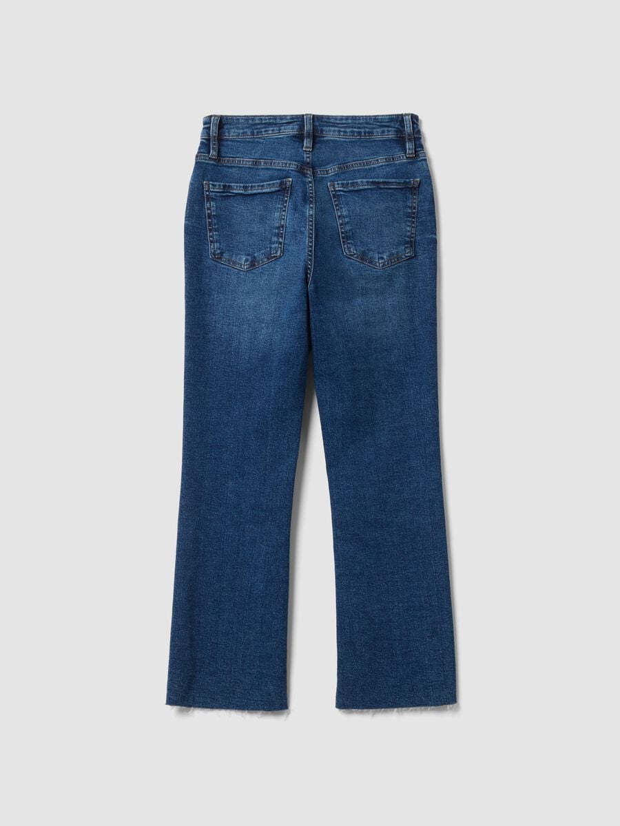 Jeans denim blu in cotone elasticizzato flare fit_6