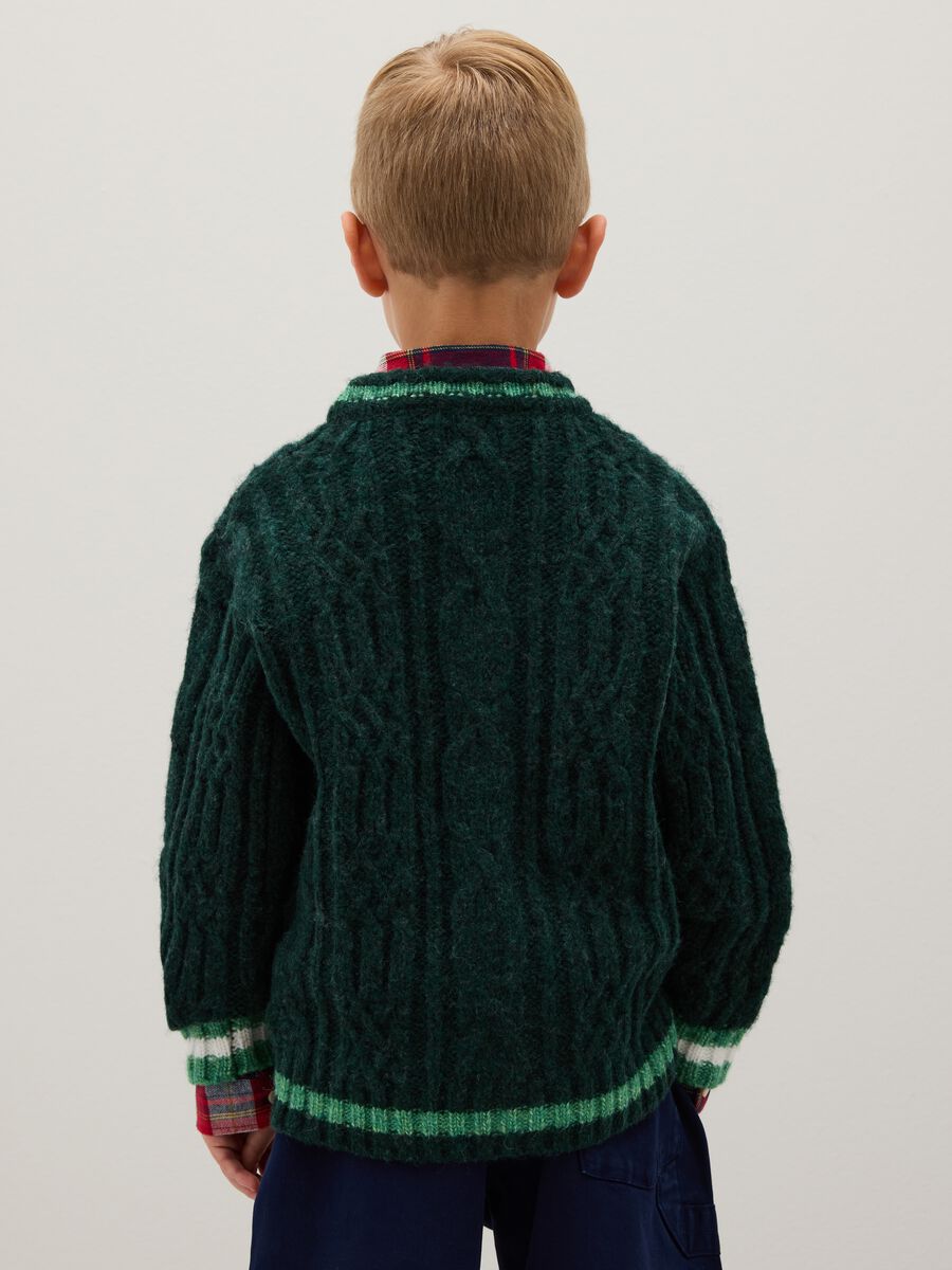Child's Green Wool-Blend Cardigan with Buttons_1