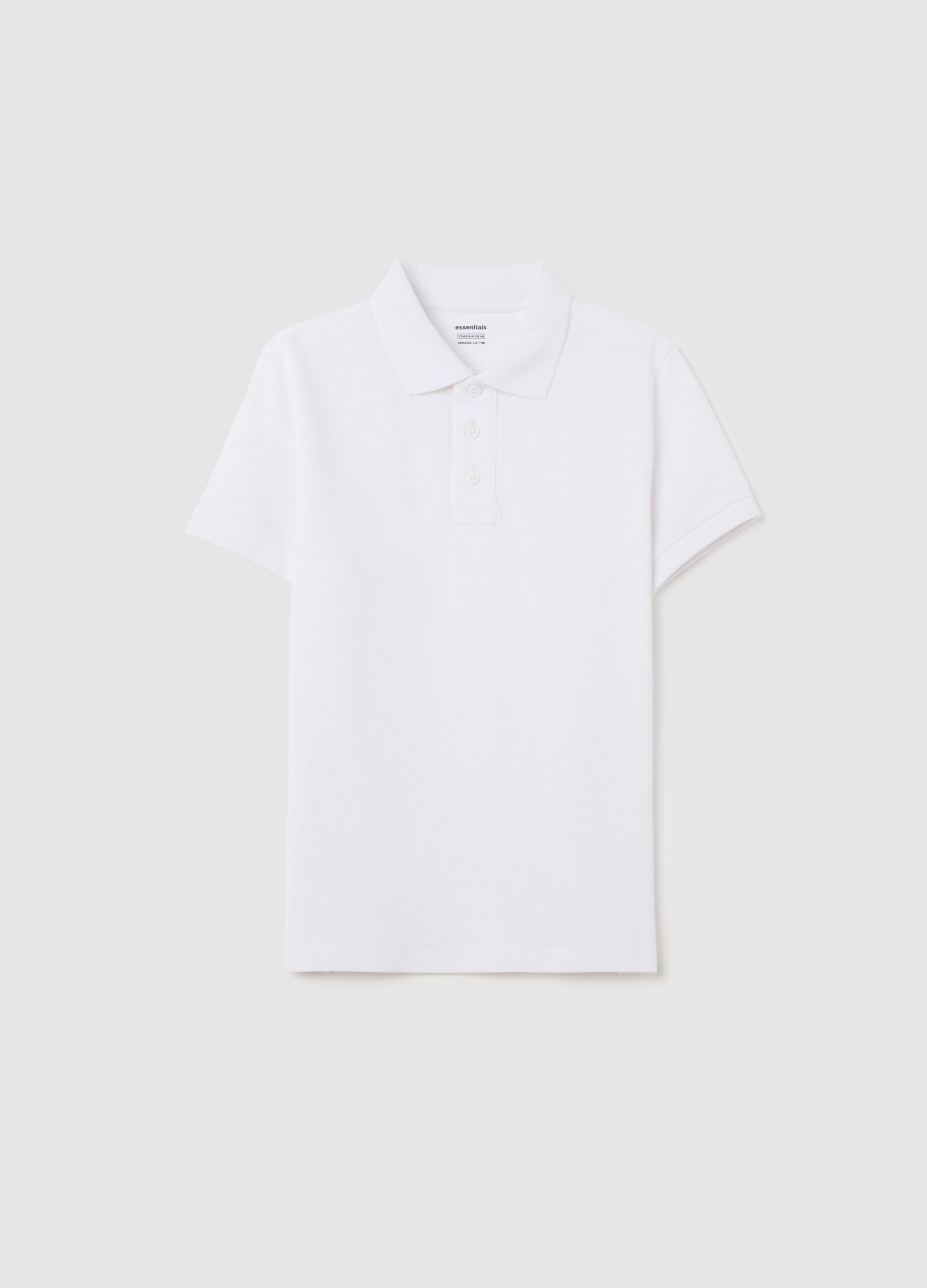 White cotton short sleeve polo