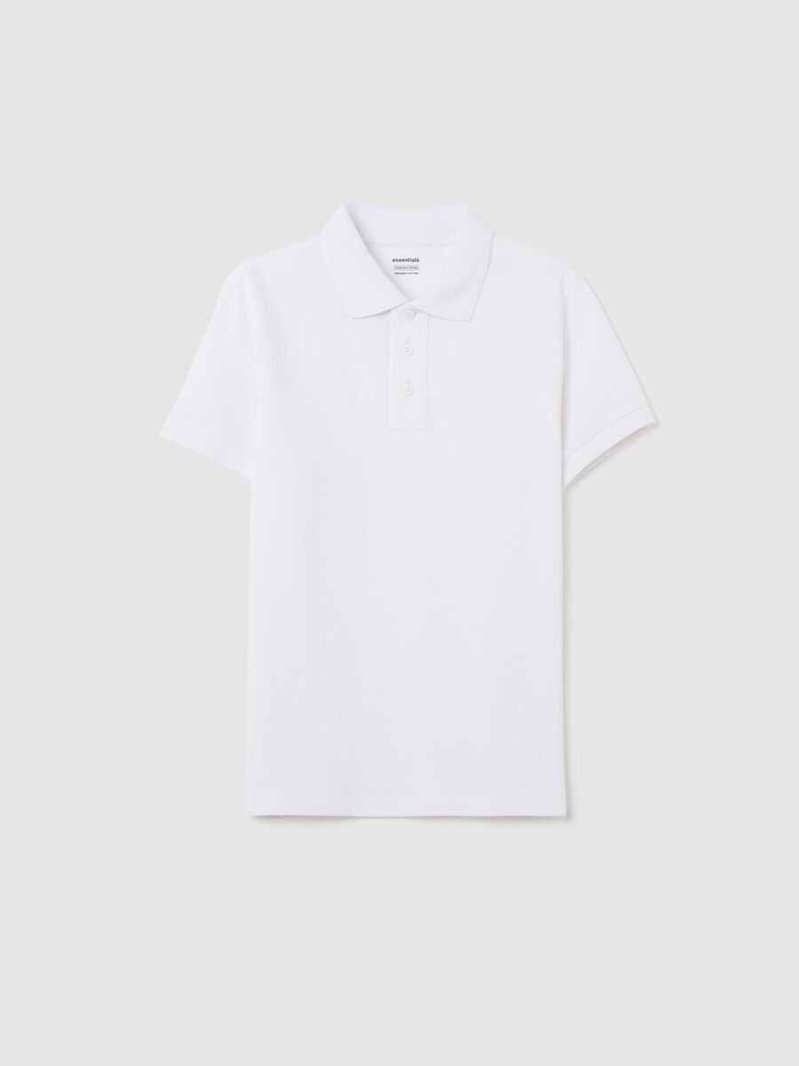 Polo da ragazzo in puro cotone bianca regular fit_3