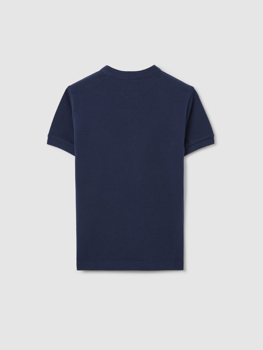 Blue polo shirt in cotton with Mandarin collar_1