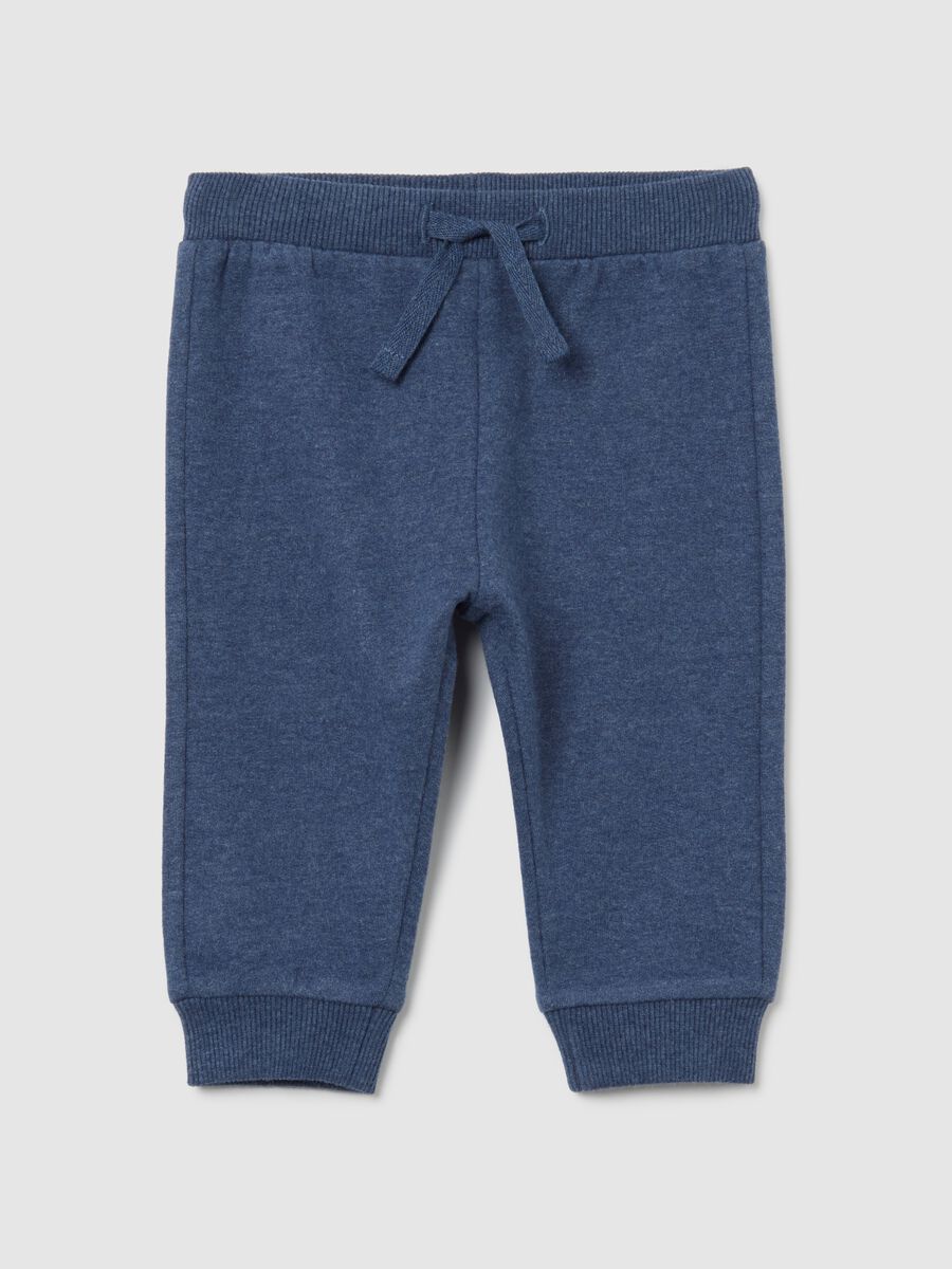 Baby trousers in pure blue cotton with regular fit_0