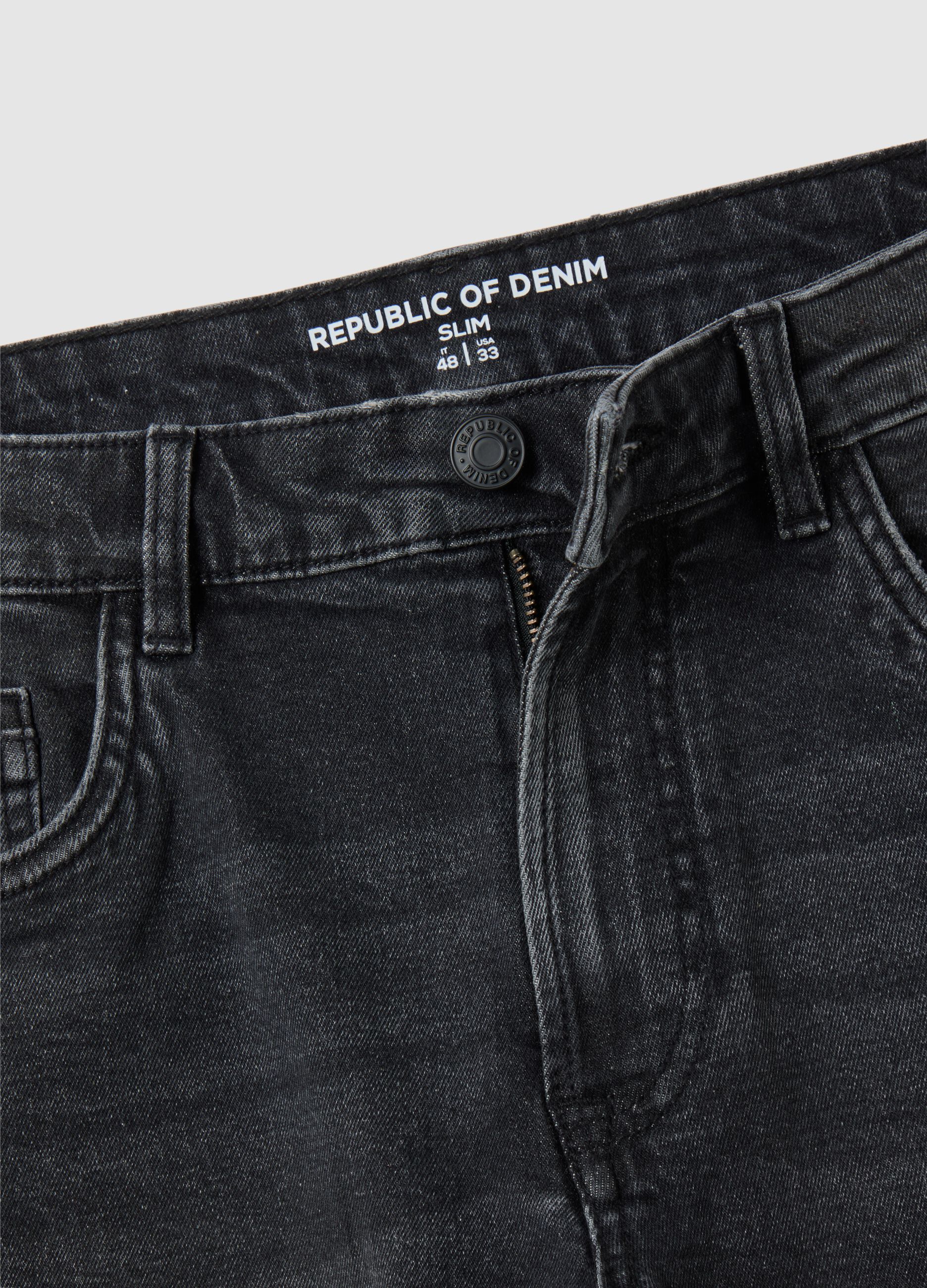 Men's Slim Fit Black Denim Bermuda Shorts