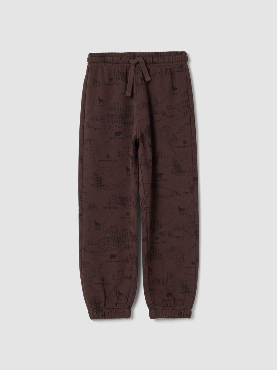 Pantaloni jogger marroni in puro cotone organico over fit_0