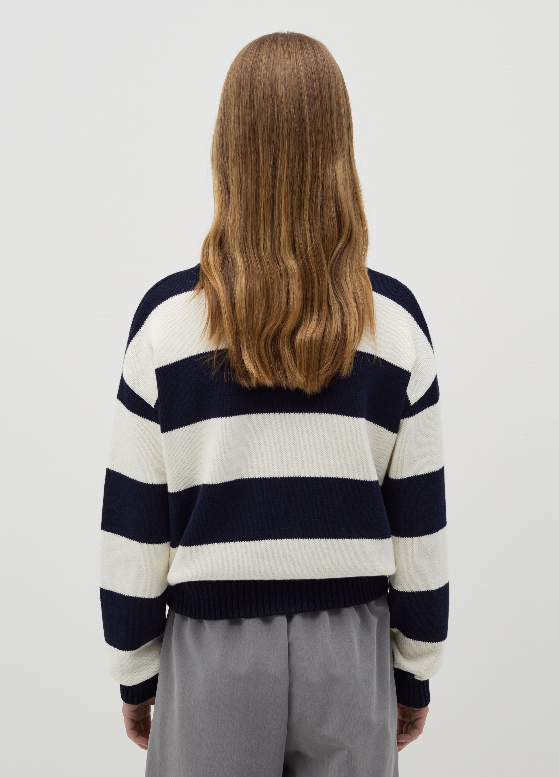 Striped pullover with embroidery