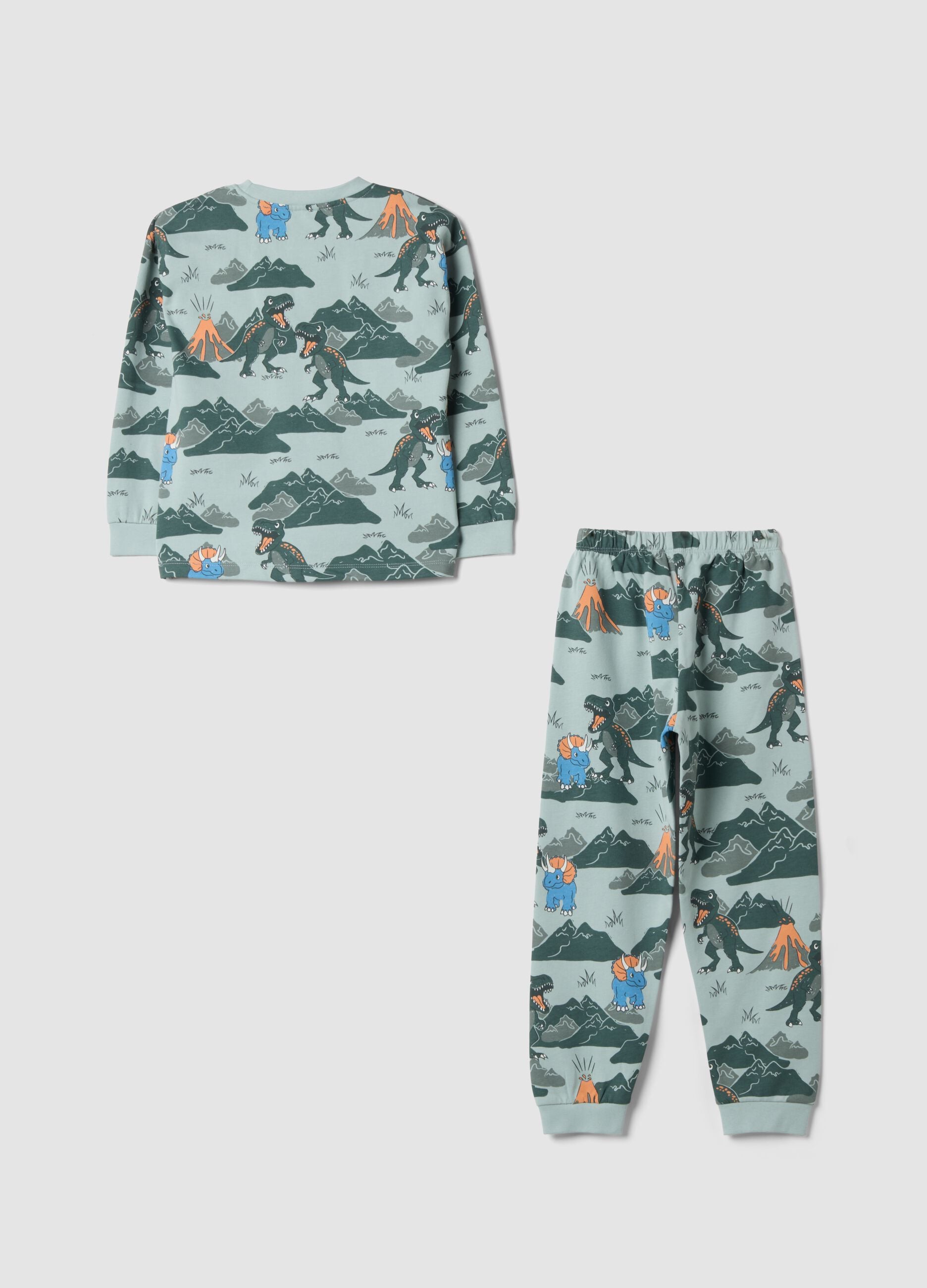 Aqua blue pure organic cotton crew-neck pyjamas